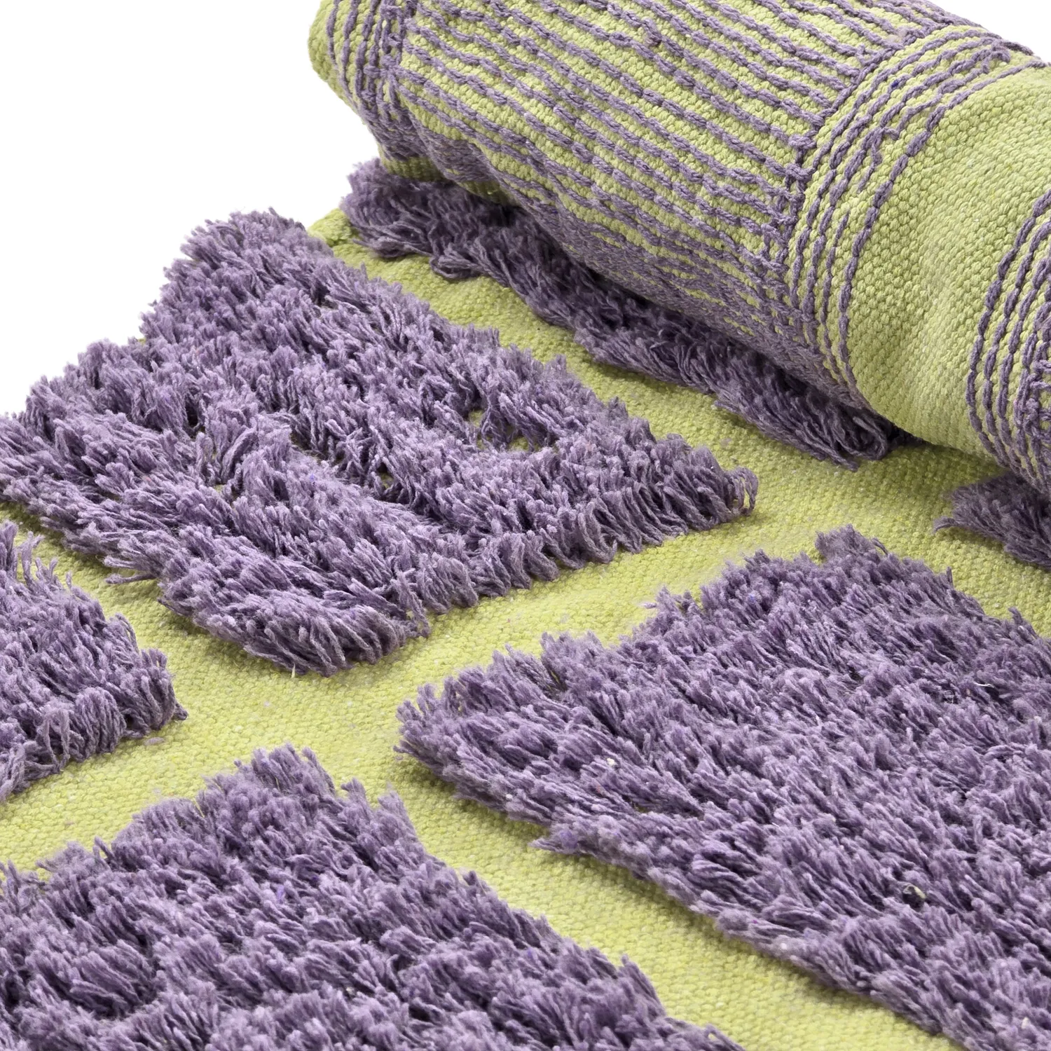 Kulatý koberec - Zola Natural Cotton Shaggy (fialová)