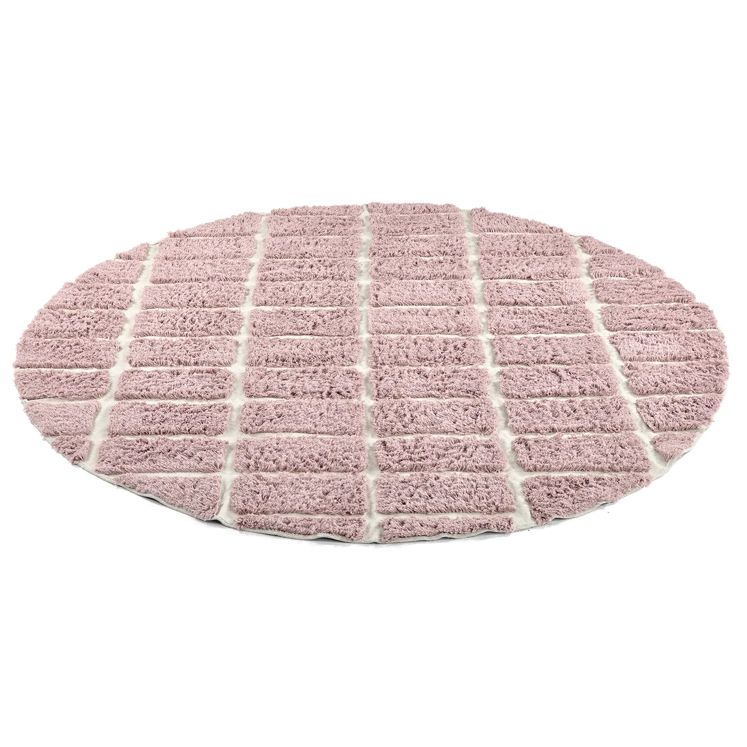 Kulatý koberec - Zola Natural Cotton Shaggy (růžový)
