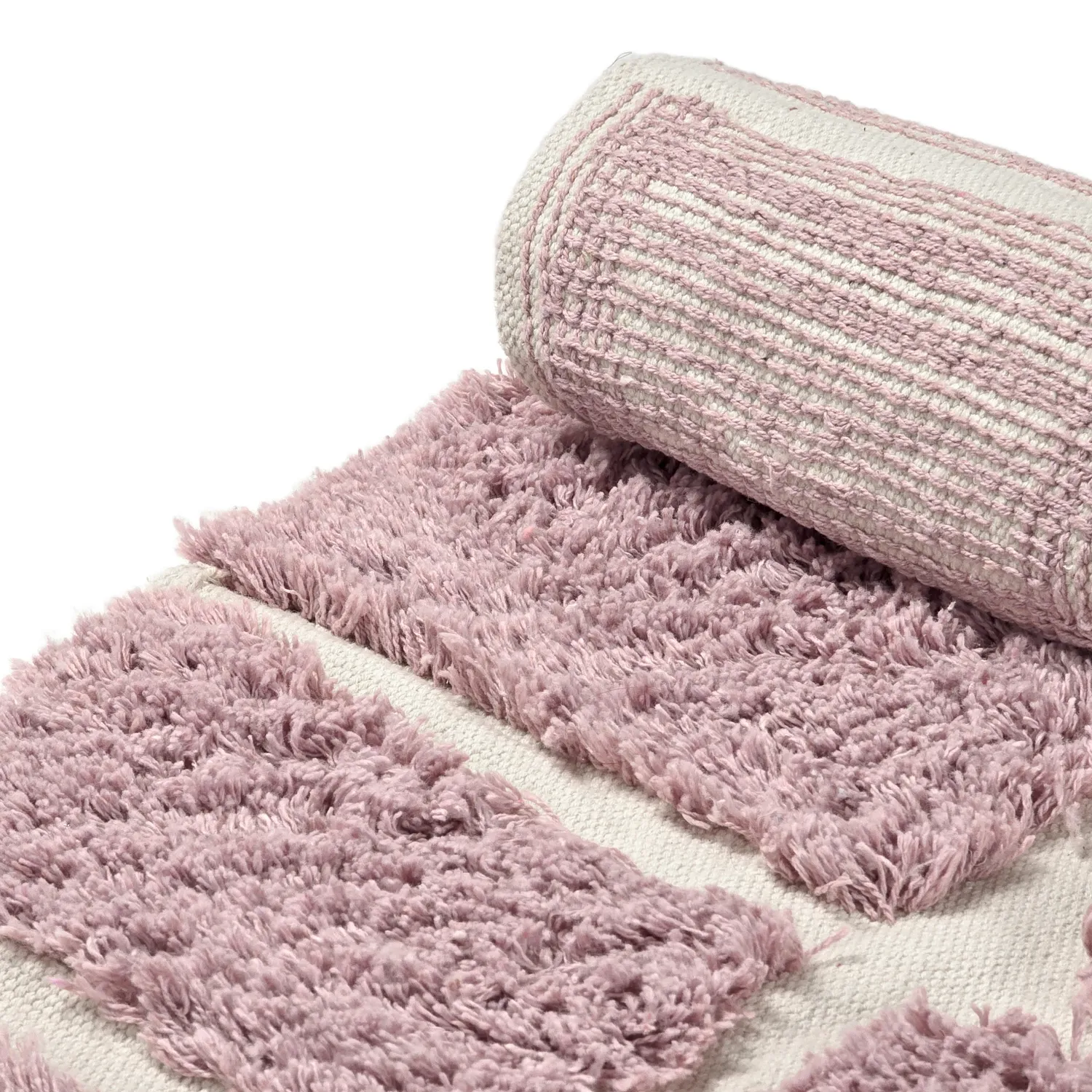Kulatý koberec - Zola Natural Cotton Shaggy (růžový)