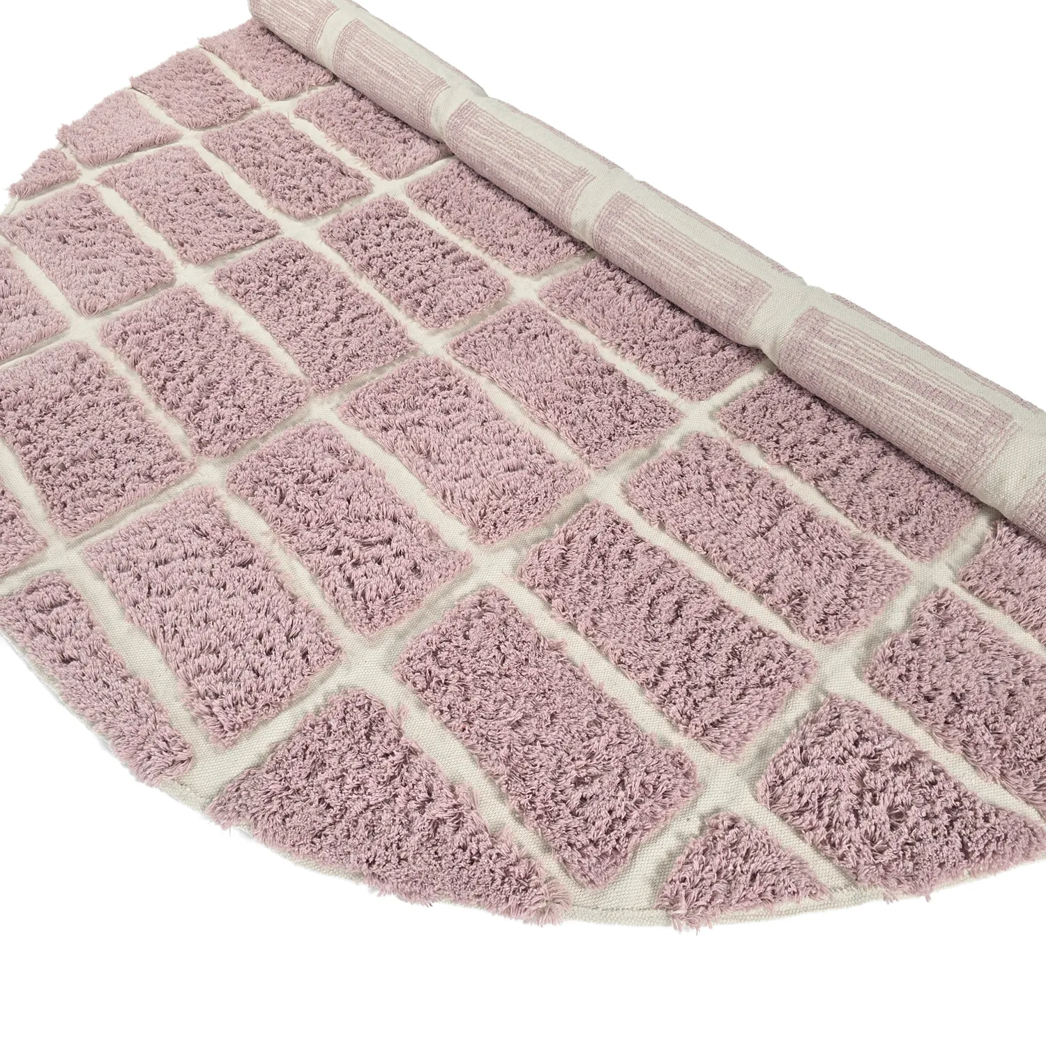 Kulatý koberec - Zola Natural Cotton Shaggy (růžový)