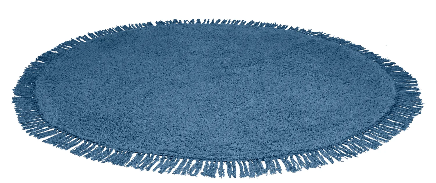Kulatý koberec - Alba Natural Cotton Shaggy (modrá)
