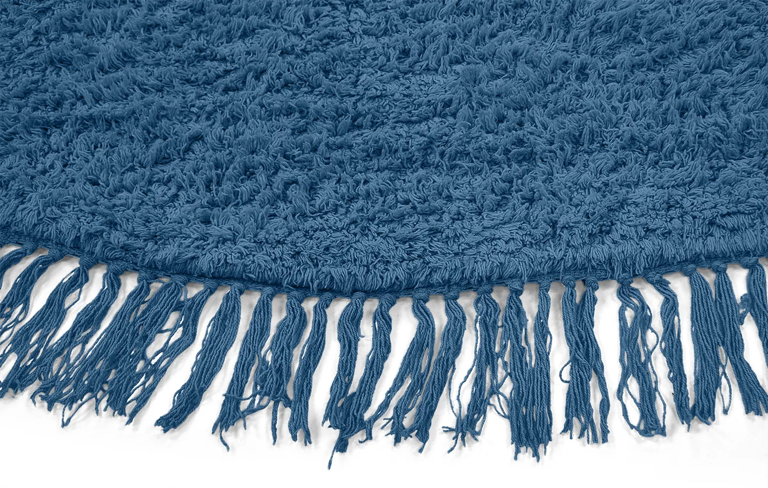 Kulatý koberec - Alba Natural Cotton Shaggy (modrá)