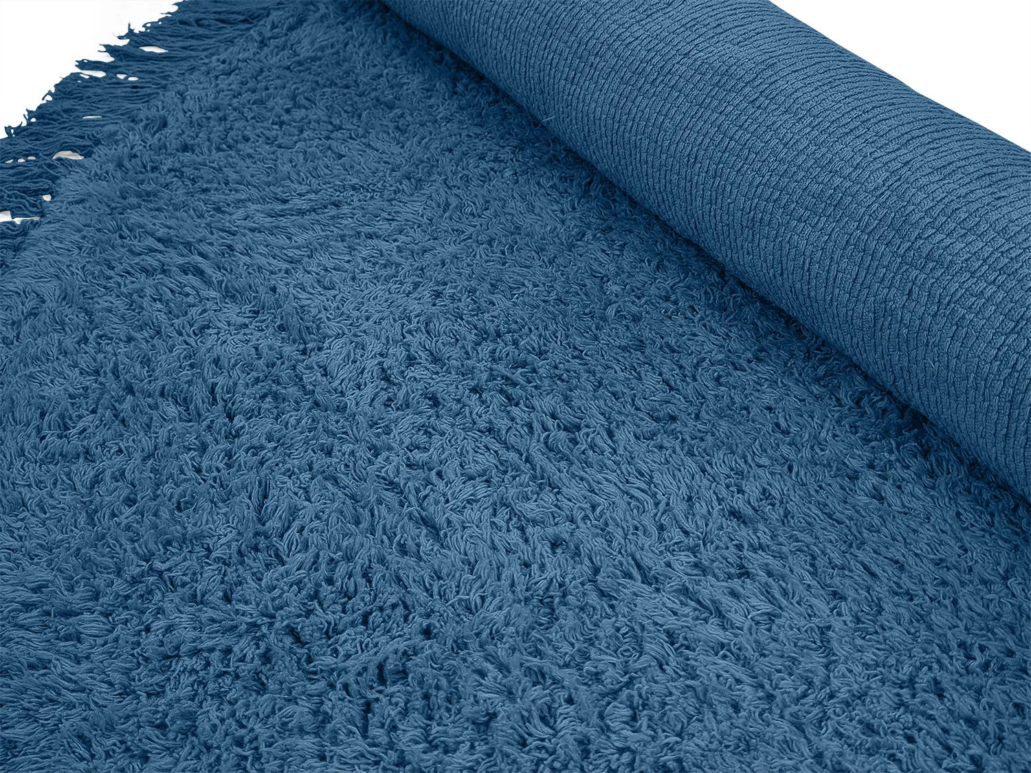 Kulatý koberec - Alba Natural Cotton Shaggy (modrá)
