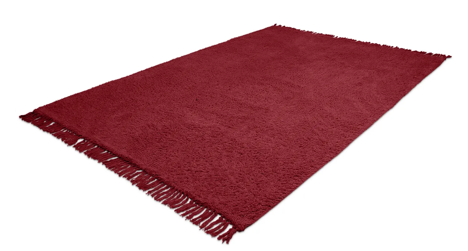 Shaggy koberce - Alba Natural Cotton Shaggy (vínově červená)