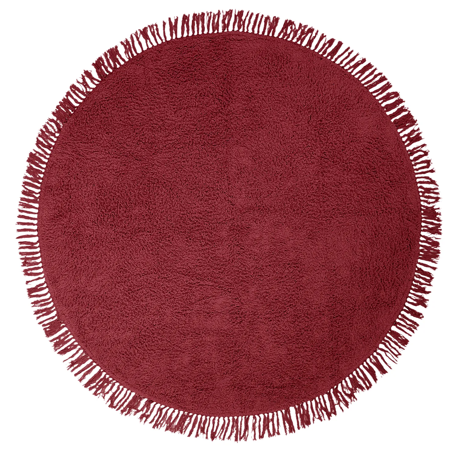 Kulatý koberec - Alba Natural Cotton Shaggy (vínově červená)