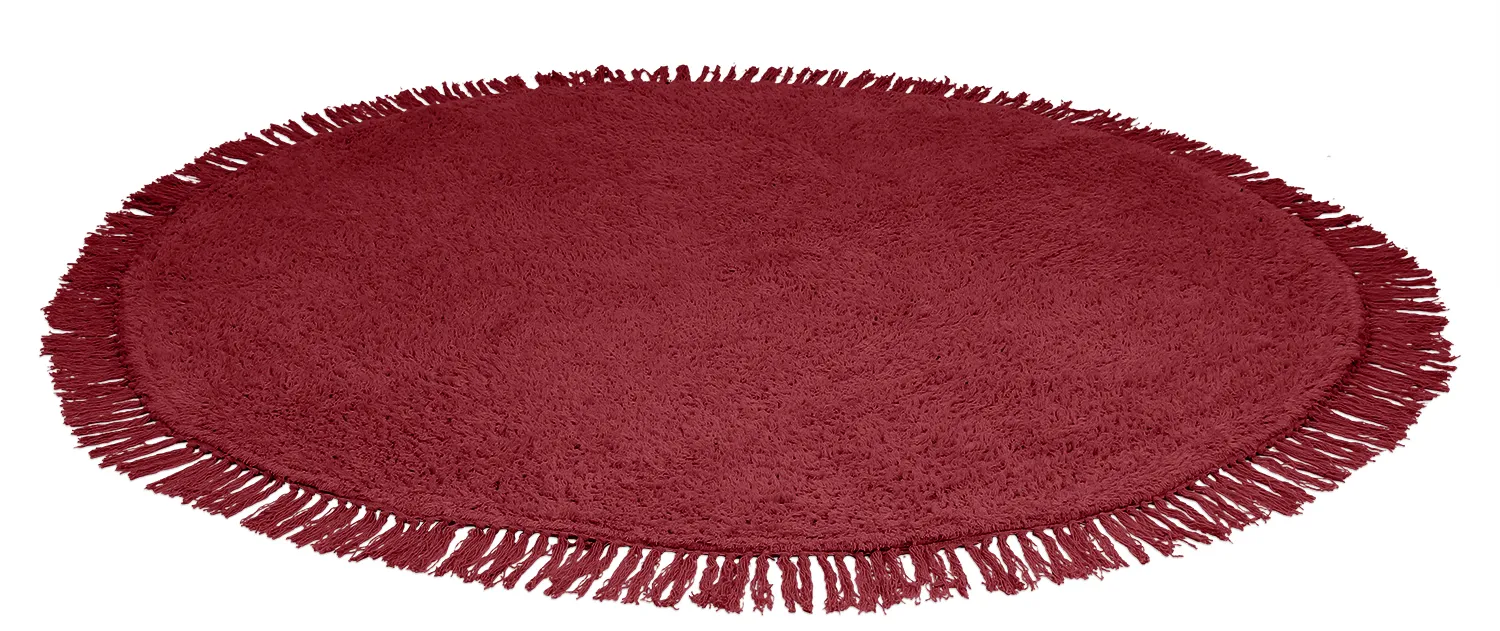 Kulatý koberec - Alba Natural Cotton Shaggy (vínově červená)