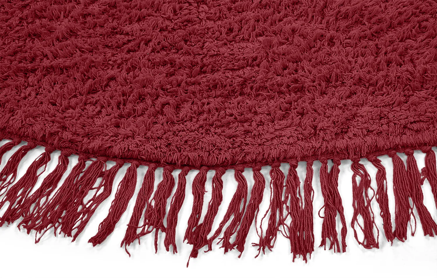 Kulatý koberec - Alba Natural Cotton Shaggy (vínově červená)
