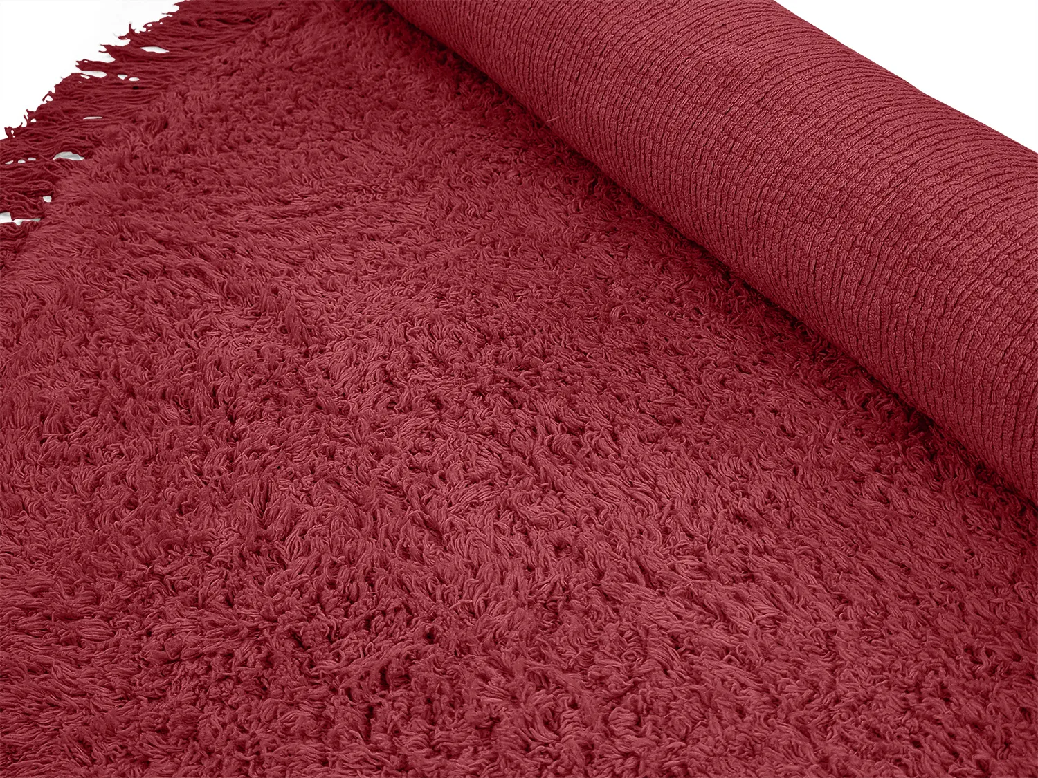 Kulatý koberec - Alba Natural Cotton Shaggy (vínově červená)