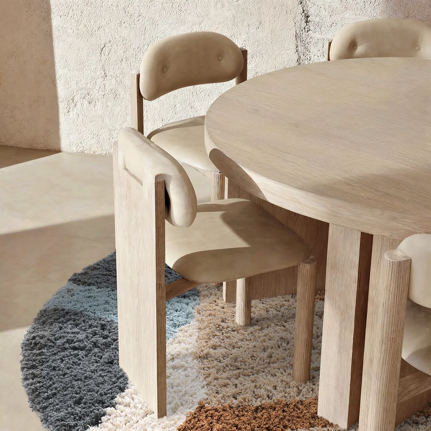 Kulatý koberec - Cefalu Natural Cotton Shaggy (vícenásobná)