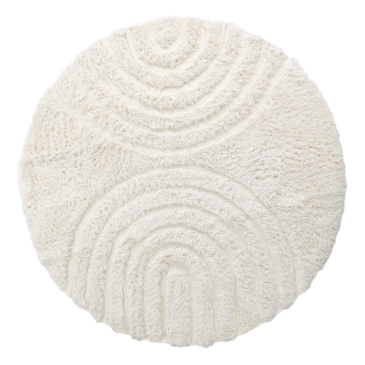 Kulatý koberec - Lindos Natural Cotton Shaggy (bílý)
