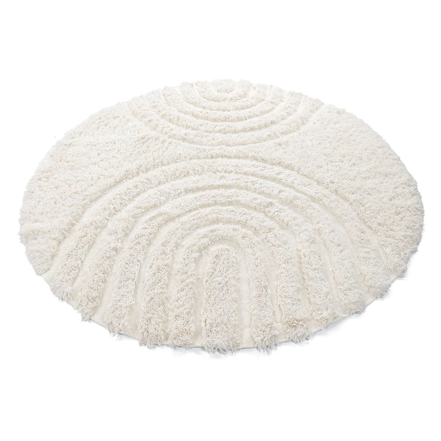 Kulatý koberec - Lindos Natural Cotton Shaggy (bílý)