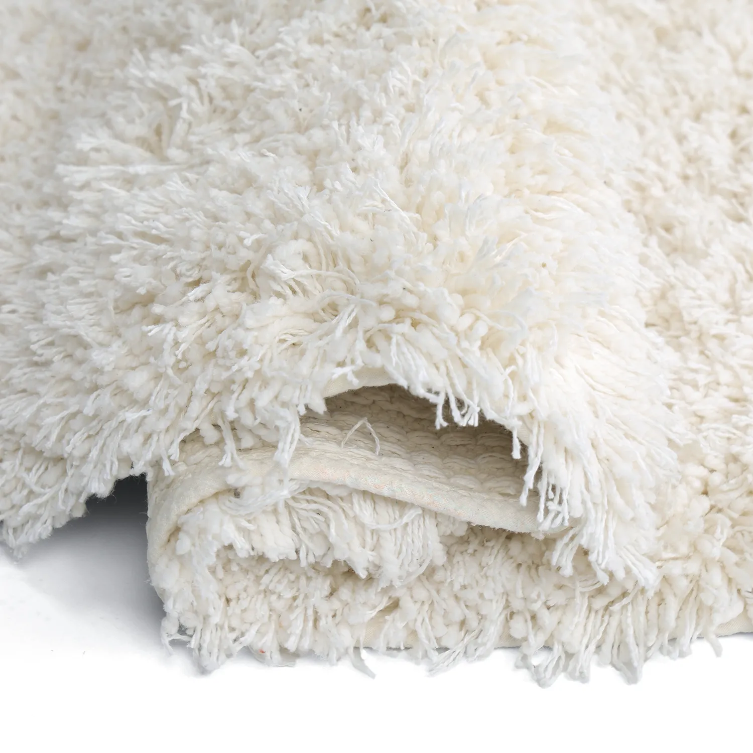 Kulatý koberec - Lindos Natural Cotton Shaggy (bílý)