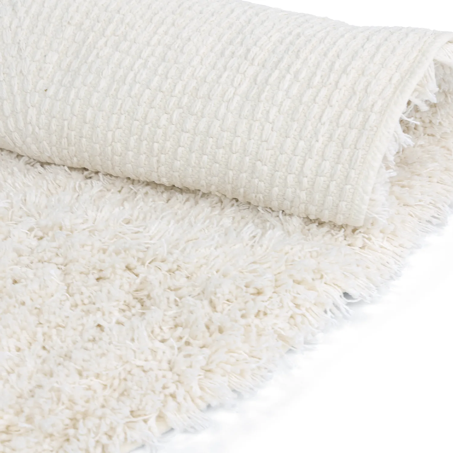 Kulatý koberec - Lindos Natural Cotton Shaggy (bílý)