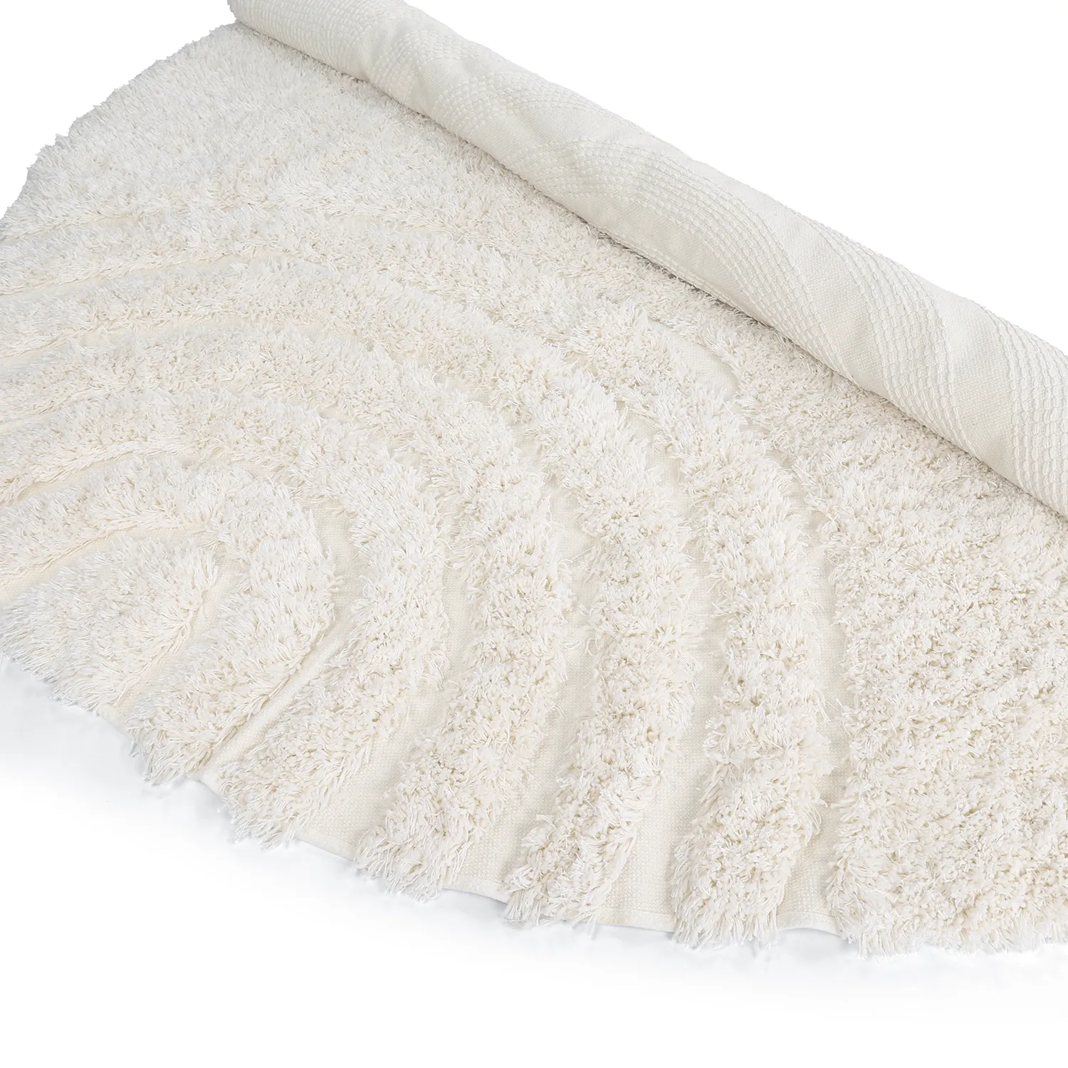 Kulatý koberec - Lindos Natural Cotton Shaggy (bílý)