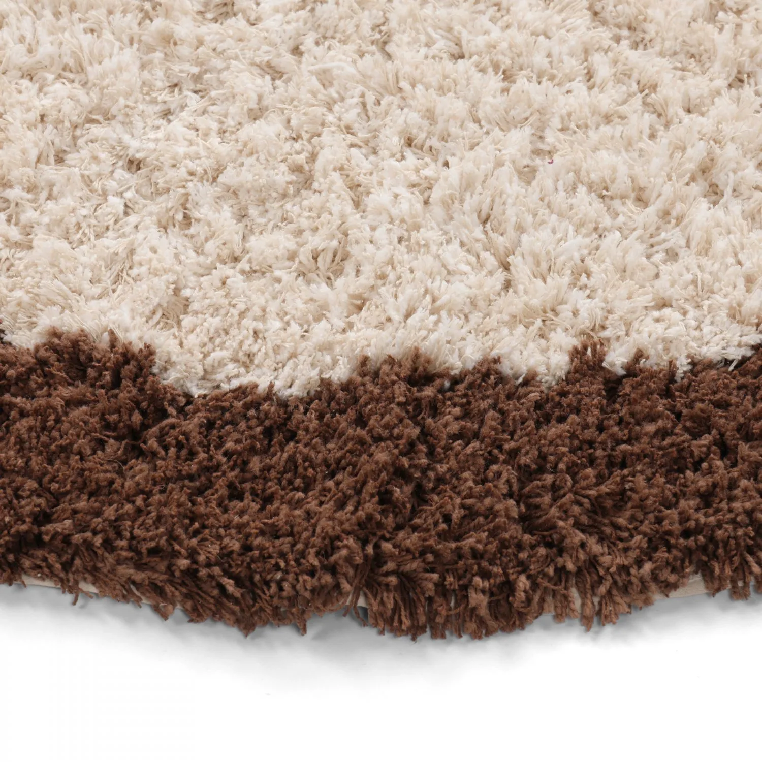Kulatý koberec - Sagres Natural Cotton Shaggy (lomená bílá/hnědá)