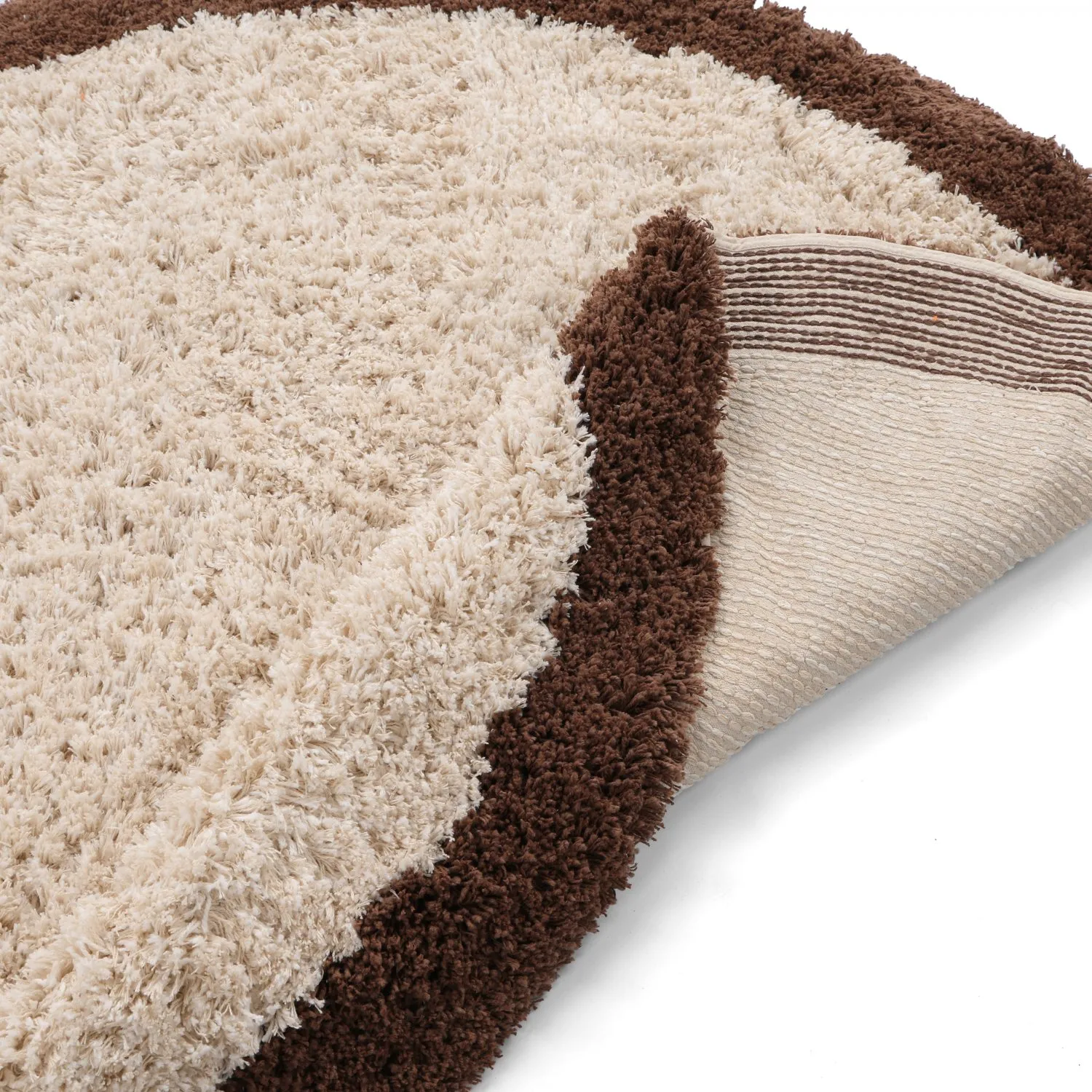 Kulatý koberec - Sagres Natural Cotton Shaggy (lomená bílá/hnědá)