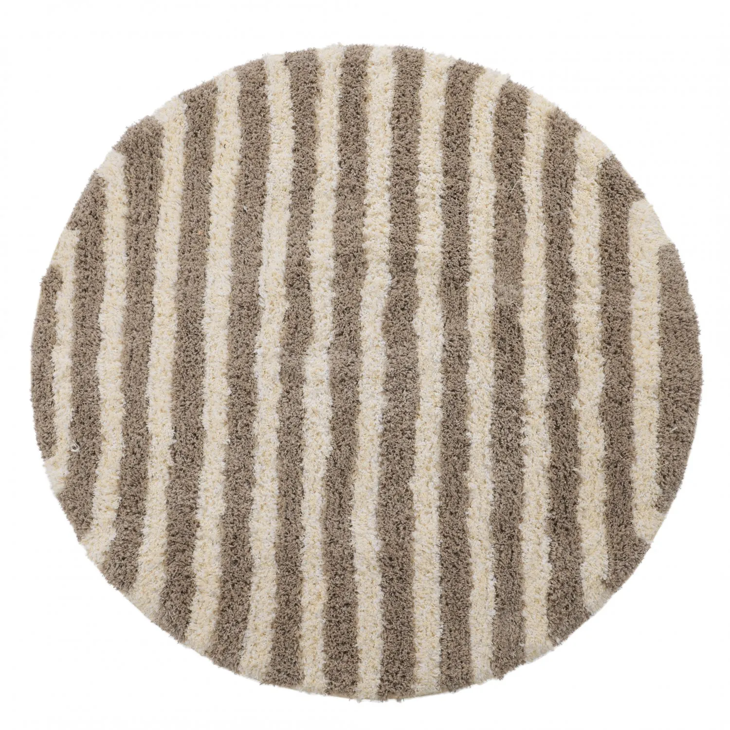 Kulatý koberec - Thira Stripe Cotton Shaggy (krémová/taupe)