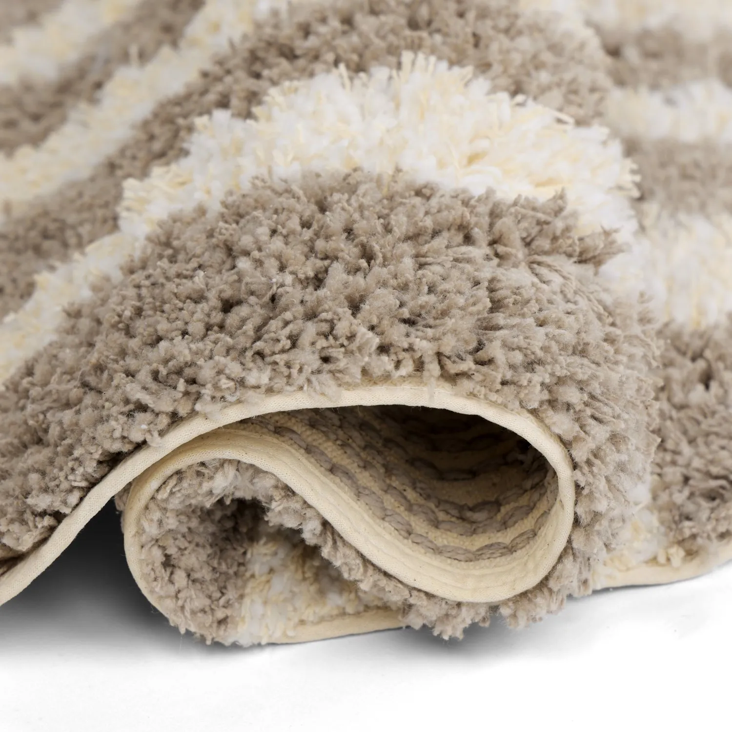 Kulatý koberec - Thira Stripe Cotton Shaggy (krémová/taupe)