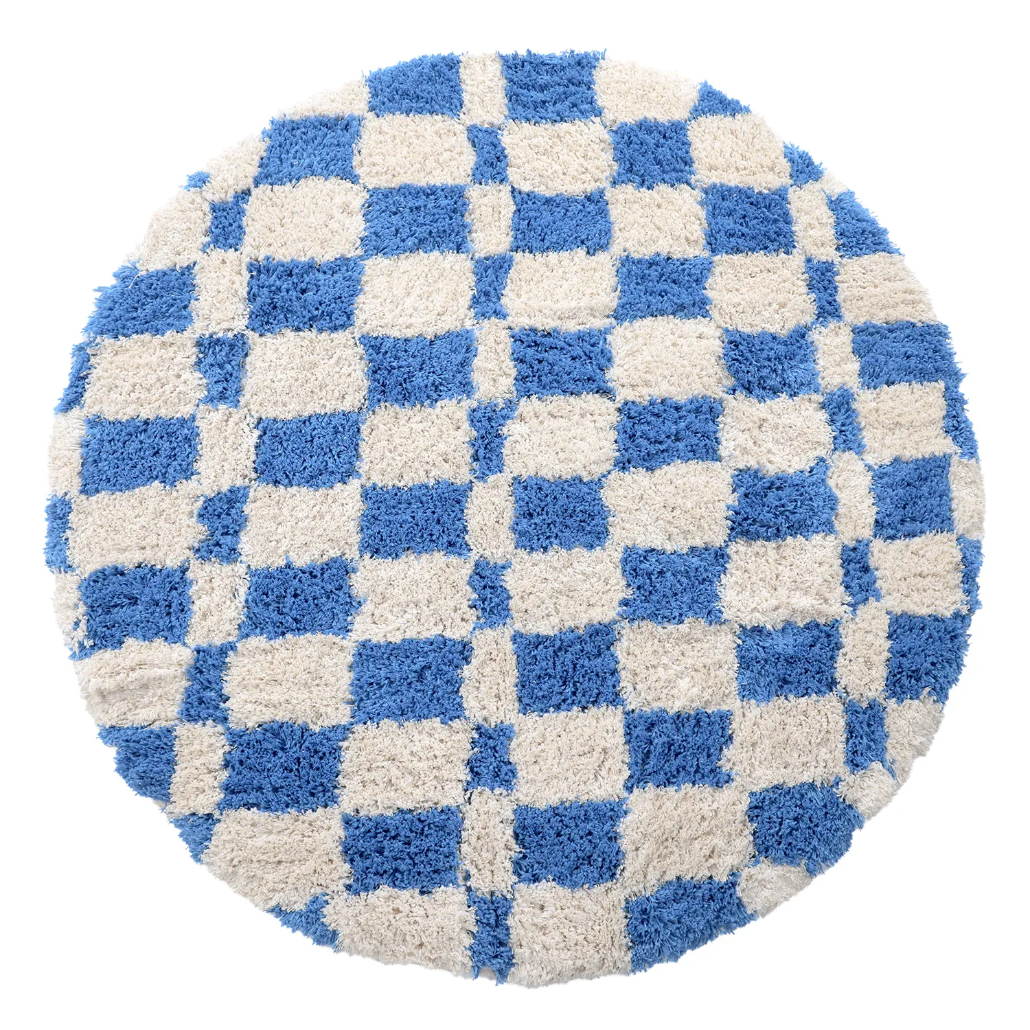 Kulatý koberec - Atrani Natural Cotton Shaggy (modrý)