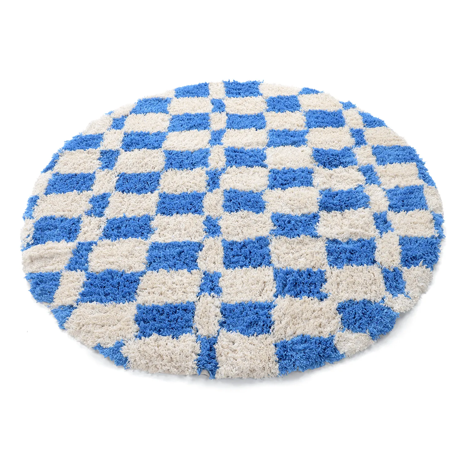 Kulatý koberec - Atrani Natural Cotton Shaggy (modrý)