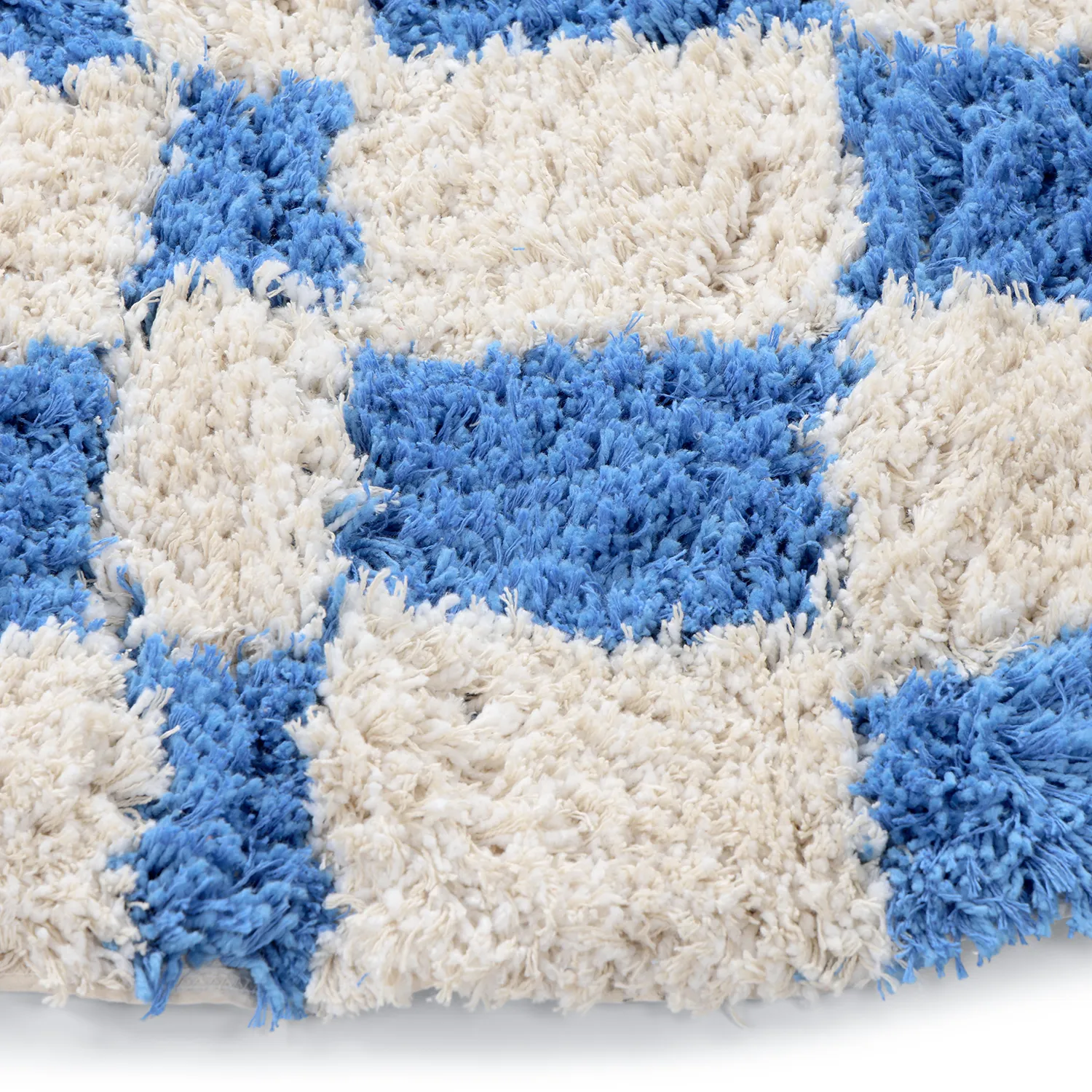 Kulatý koberec - Atrani Natural Cotton Shaggy (modrý)