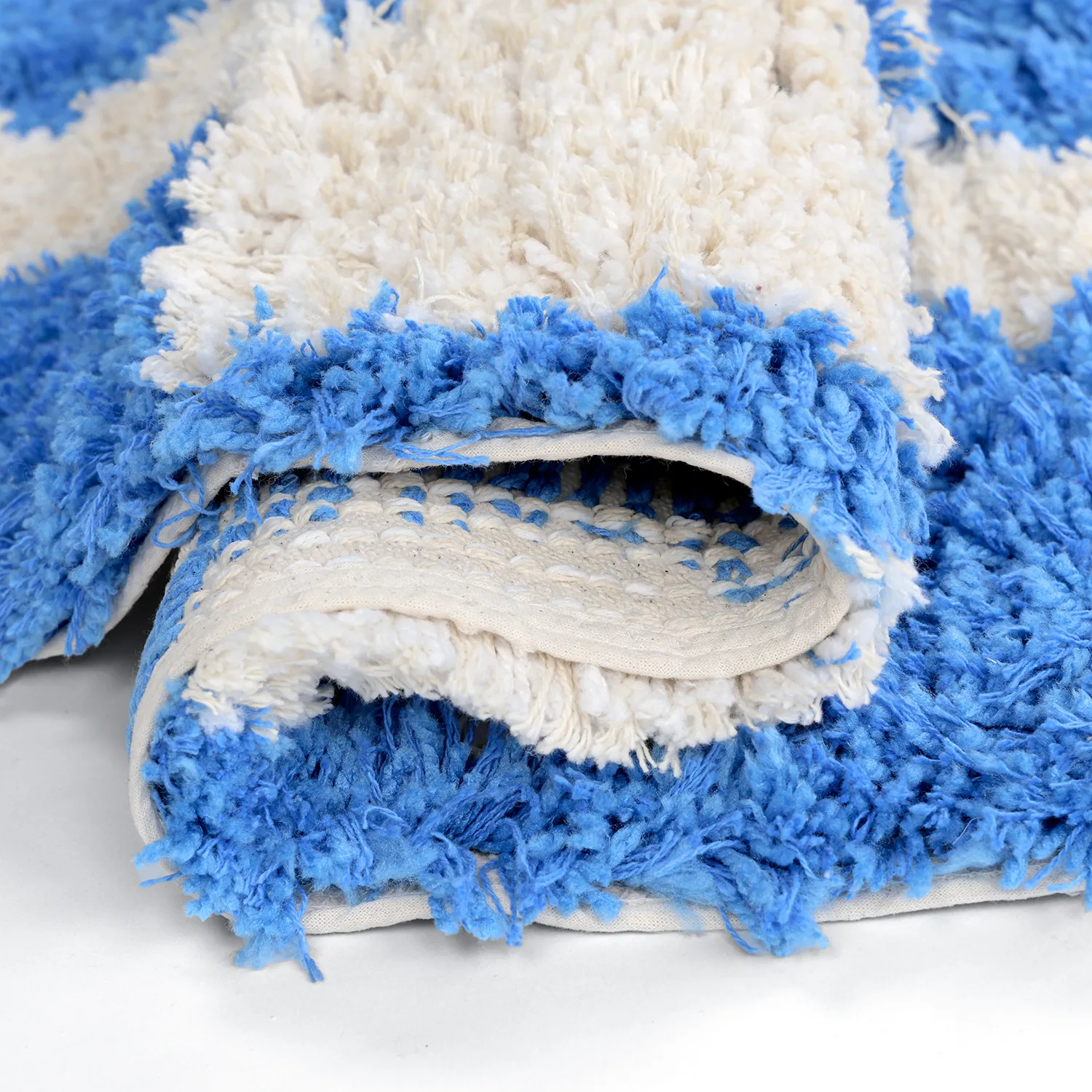 Kulatý koberec - Atrani Natural Cotton Shaggy (modrý)