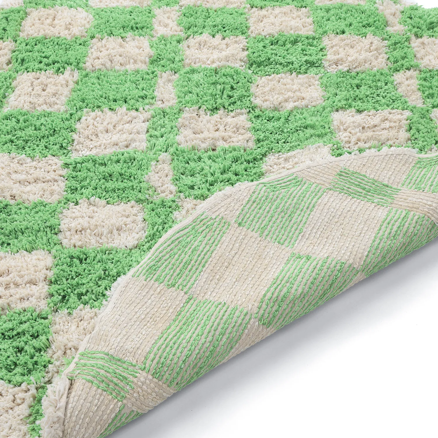 Kulatý koberec - Atrani Natural Cotton Shaggy (zelený)