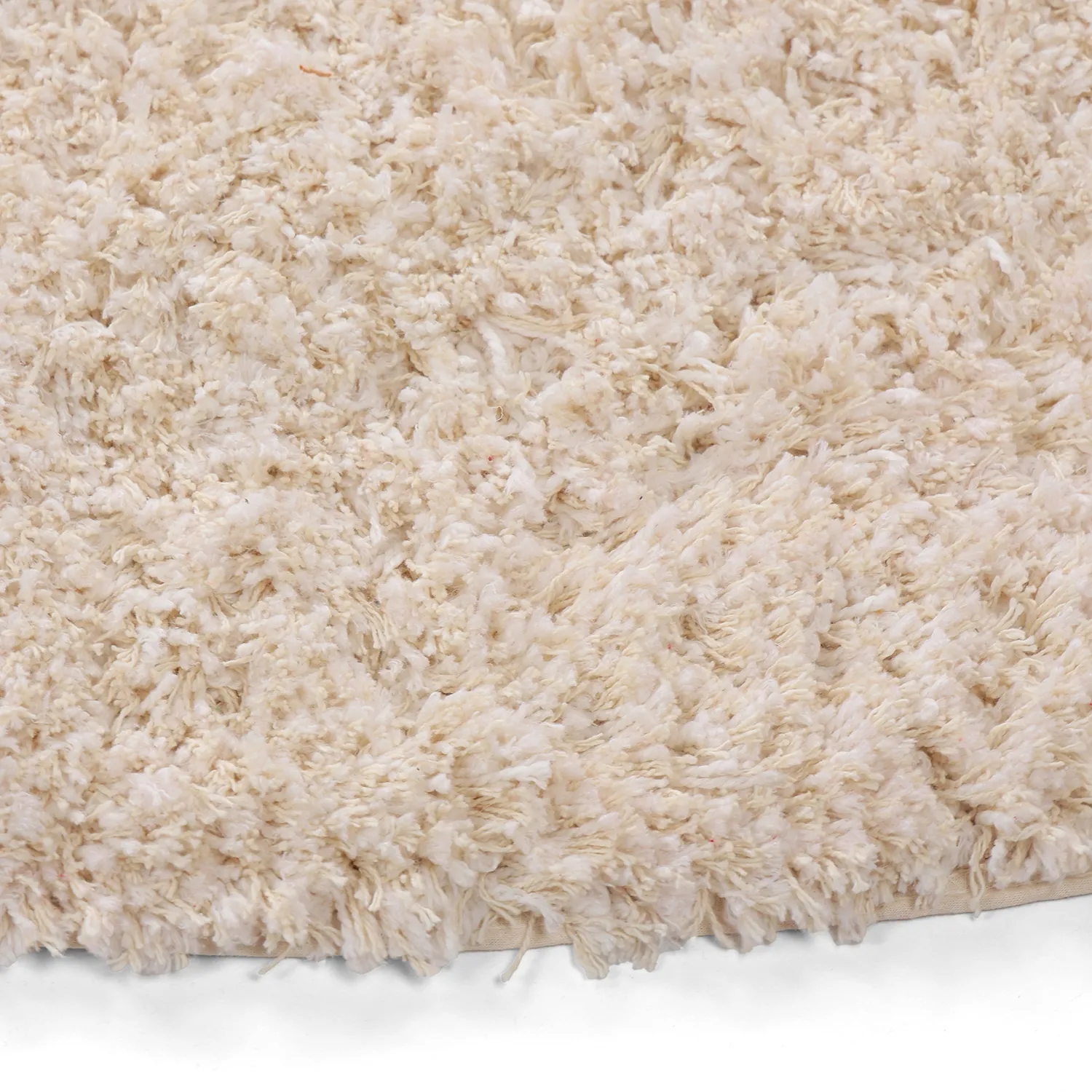 Kulatý koberec - Begur Natural Cotton Shaggy (lomená bílá/vínová)
