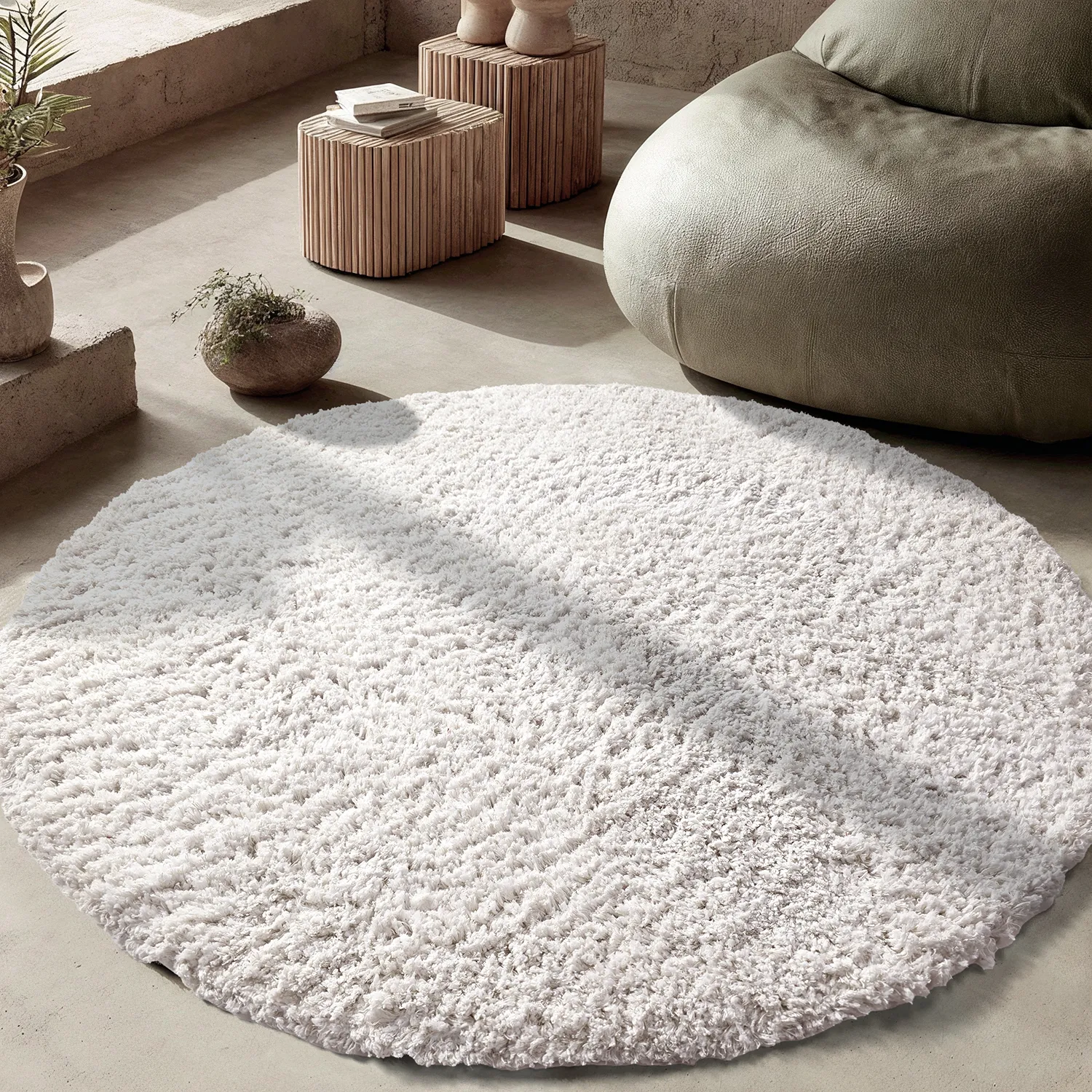 Kulatý koberec - Combarro Solid Cotton Shaggy (krém)