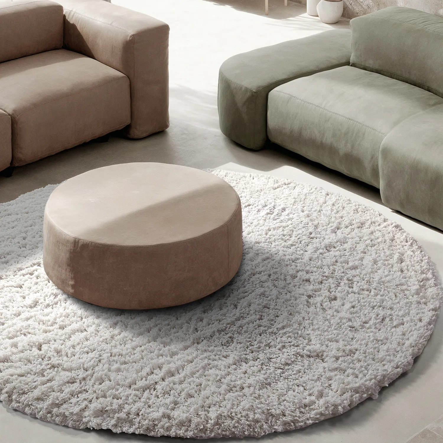 Kulatý koberec - Combarro Solid Cotton Shaggy (krém)