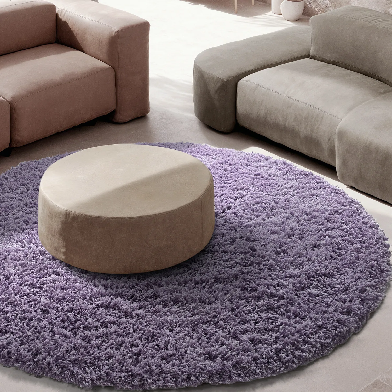 Kulatý koberec - Combarro Solid Cotton Shaggy (světle fialová)