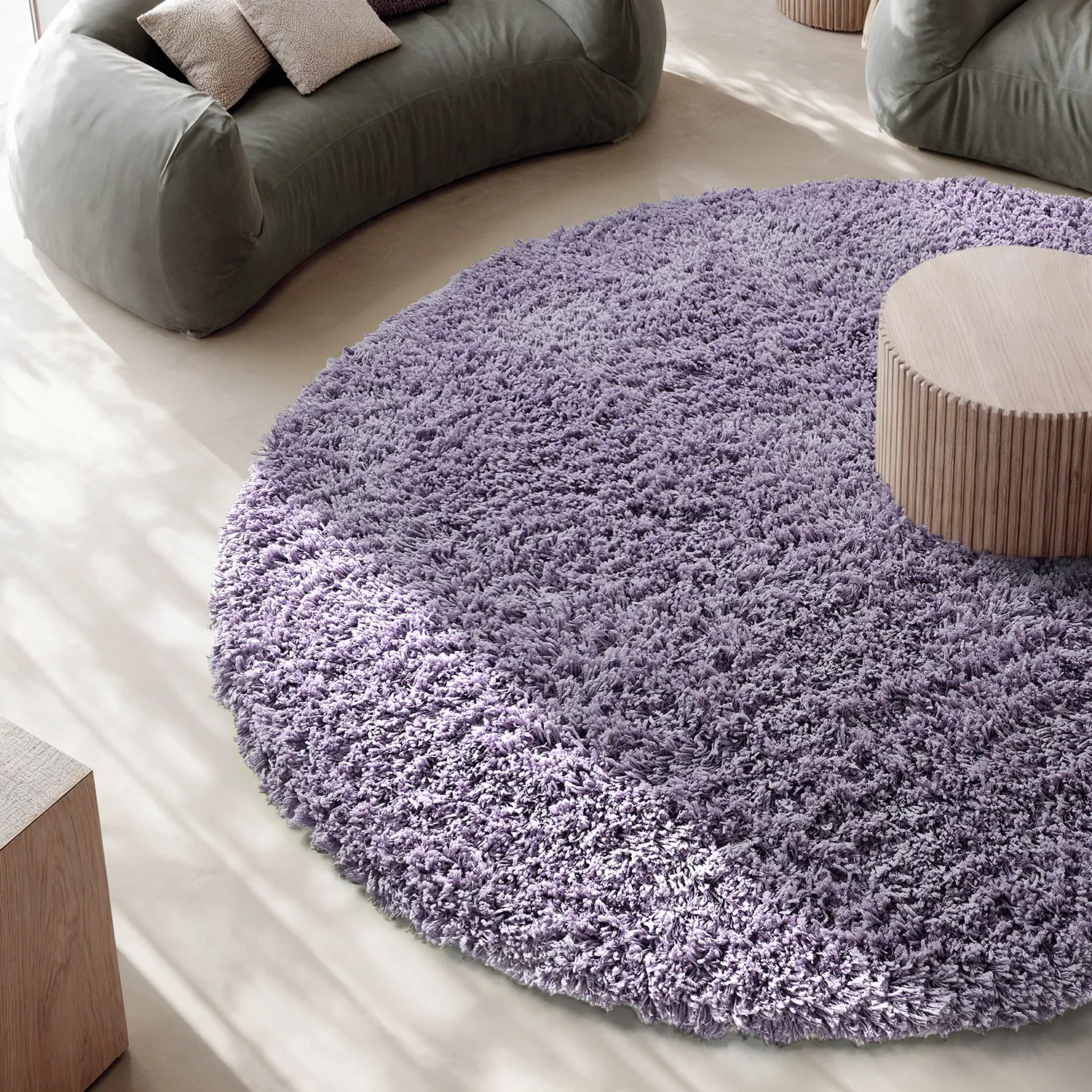 Kulatý koberec - Combarro Solid Cotton Shaggy (světle fialová)