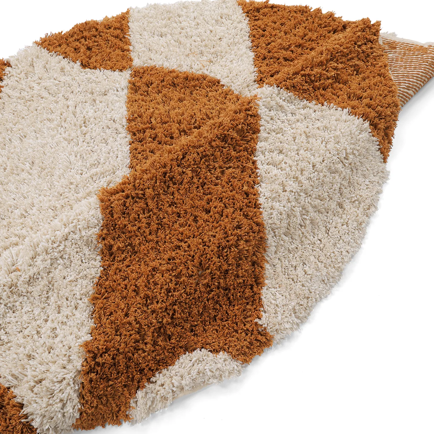 Kulatý koberec - Kalymnos Natural Cotton Shaggy (lomená bílá/okrová)
