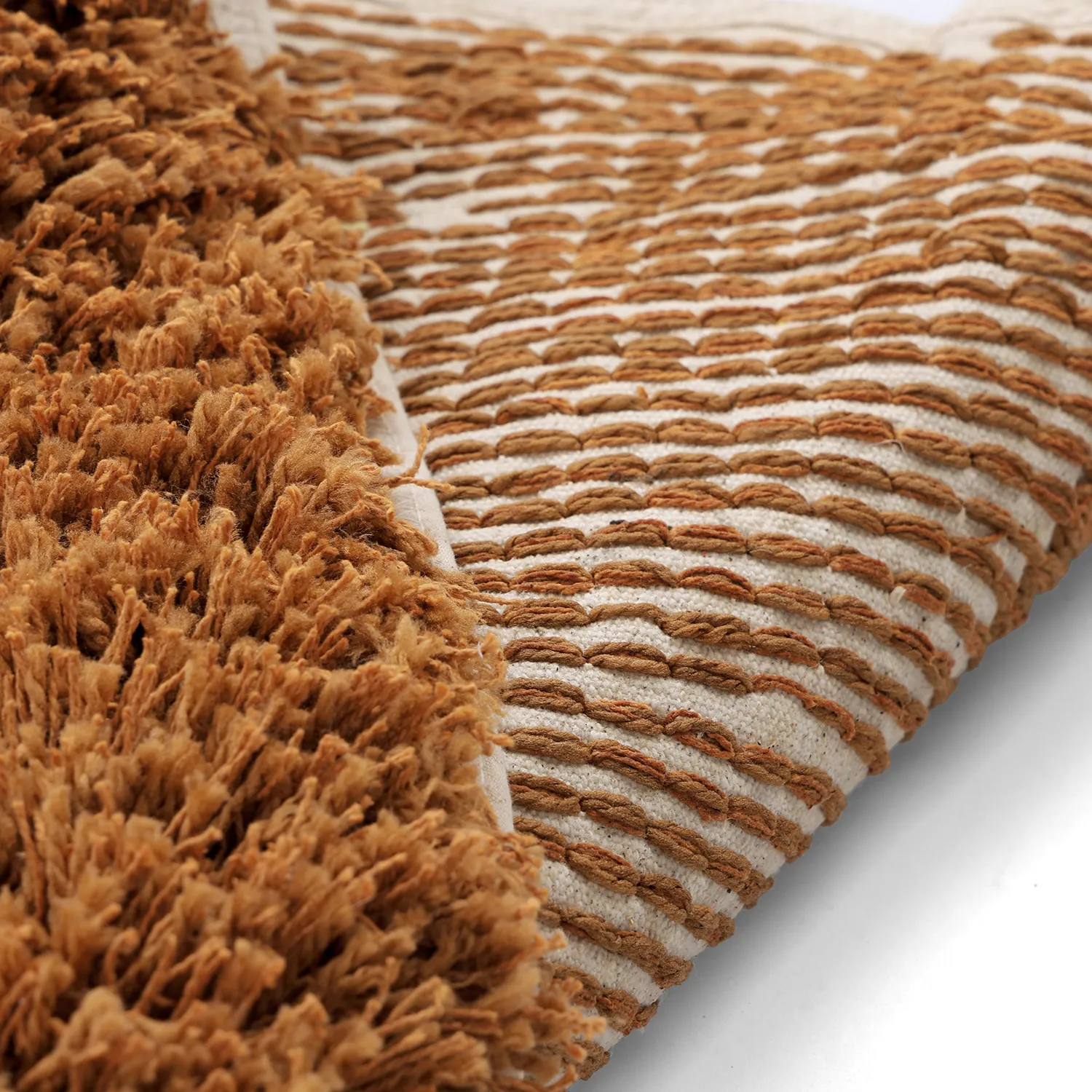 Kulatý koberec - Kalymnos Natural Cotton Shaggy (lomená bílá/okrová)