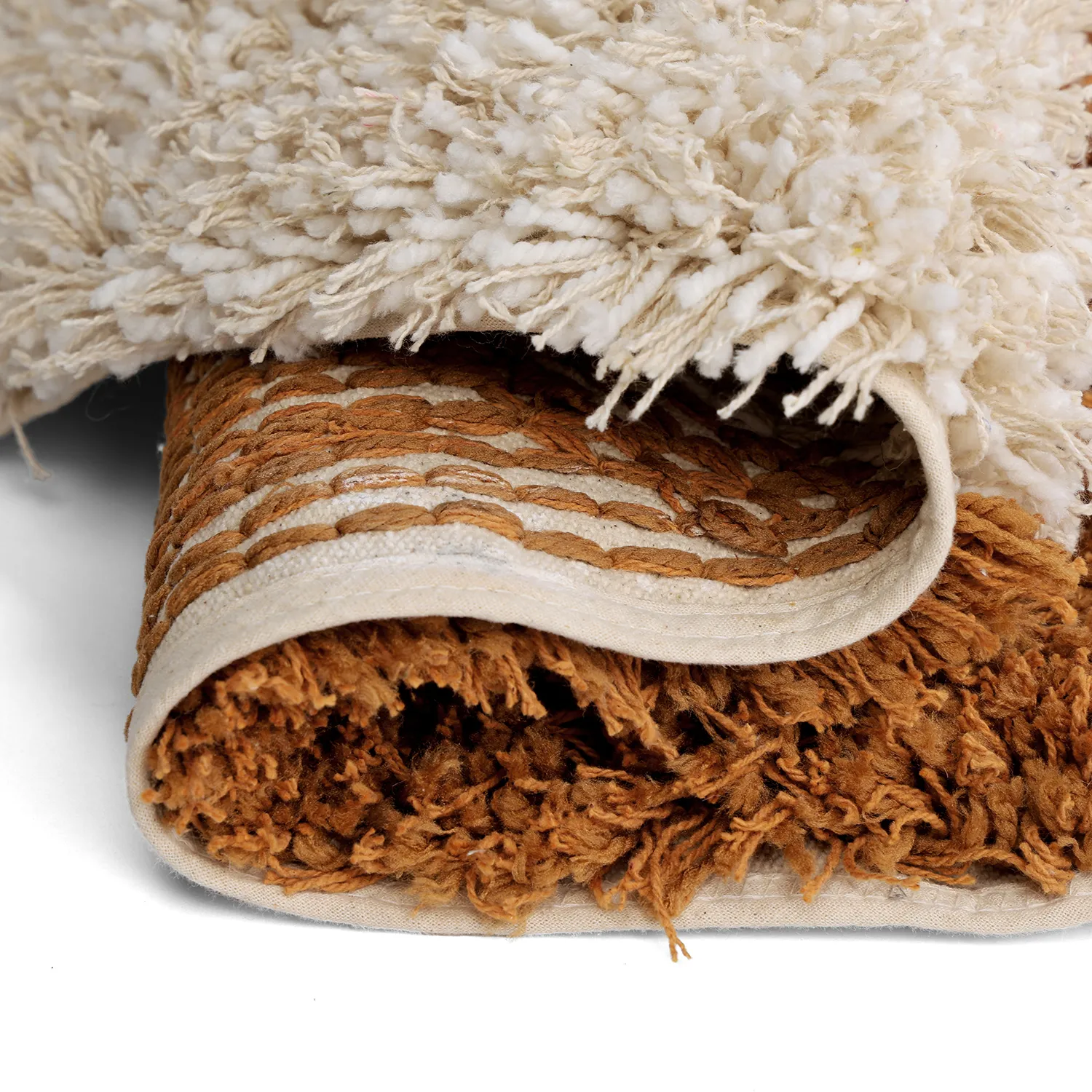 Kulatý koberec - Kalymnos Natural Cotton Shaggy (lomená bílá/okrová)