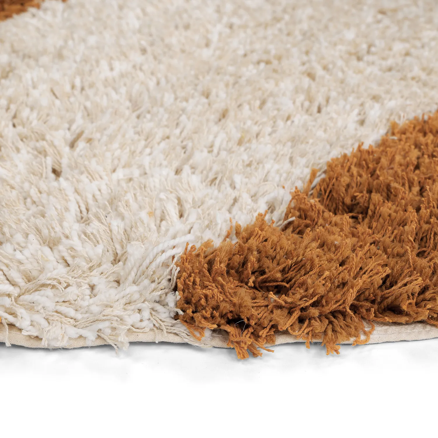 Kulatý koberec - Kalymnos Natural Cotton Shaggy (lomená bílá/okrová)