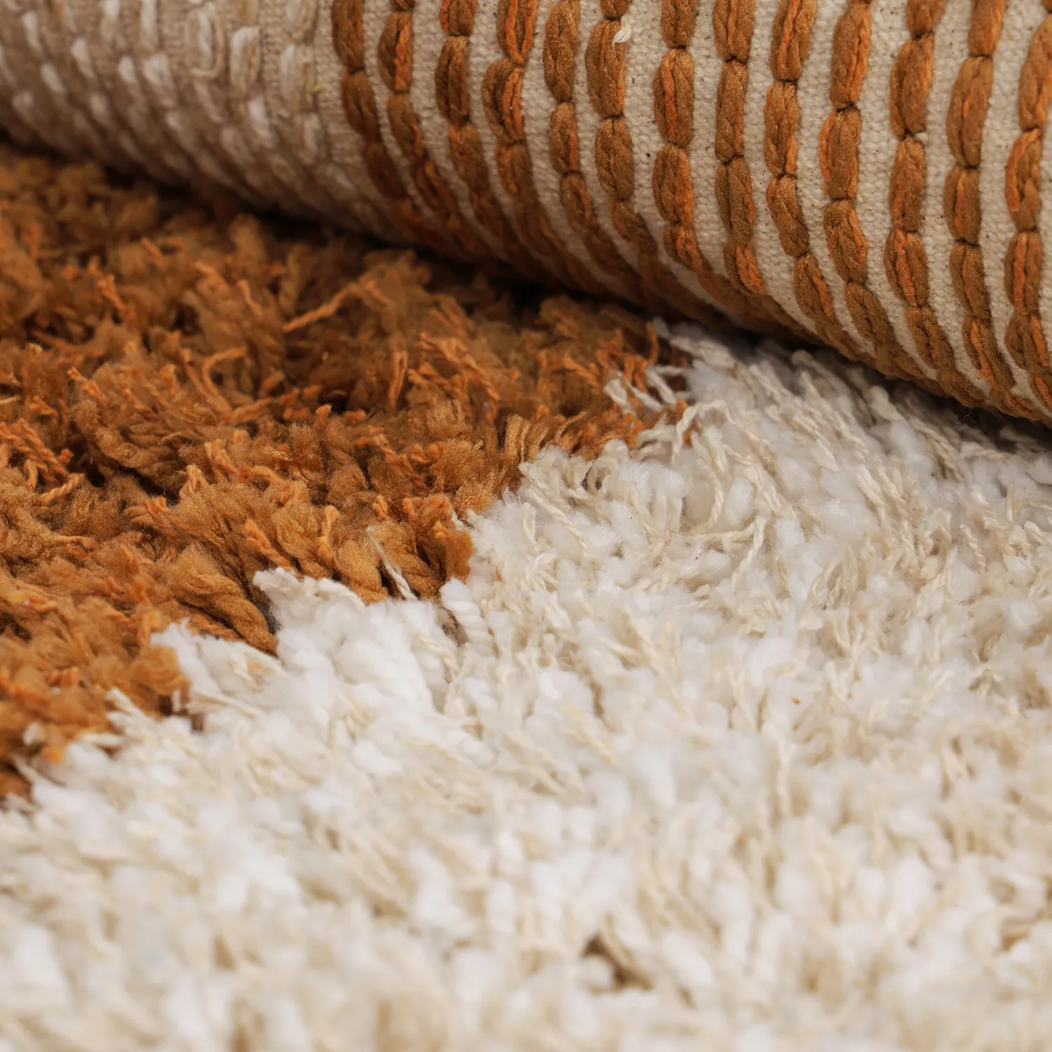Kulatý koberec - Kalymnos Natural Cotton Shaggy (lomená bílá/okrová)