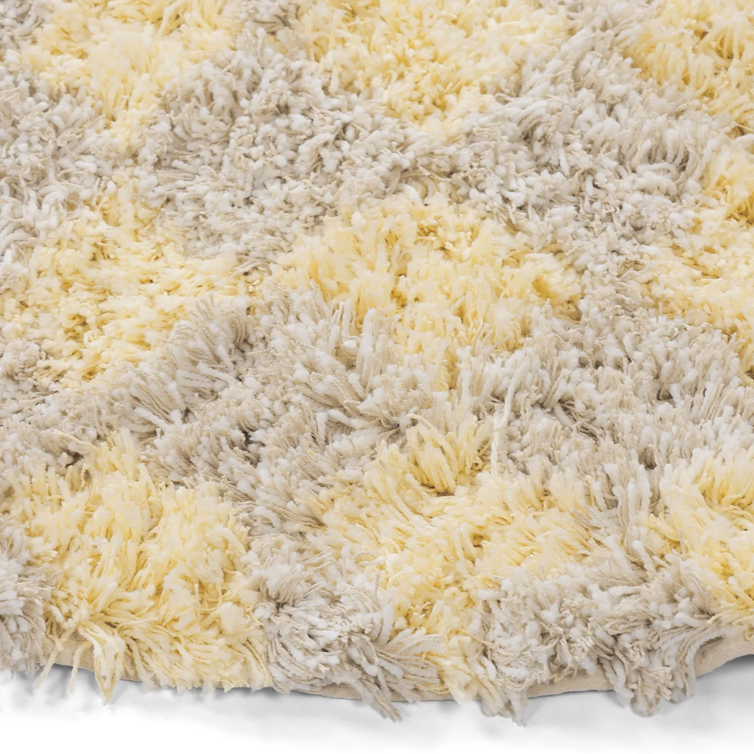 Kulatý koberec - Methoni Check Cotton Shaggy (krémová/světle žlutá)