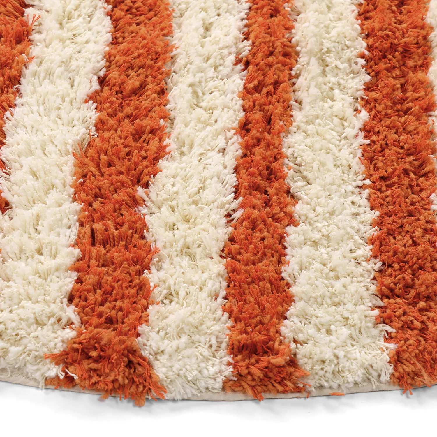 Kulatý koberec - Thira Stripe Cotton Shaggy (světle žlutá/světle oranžová)