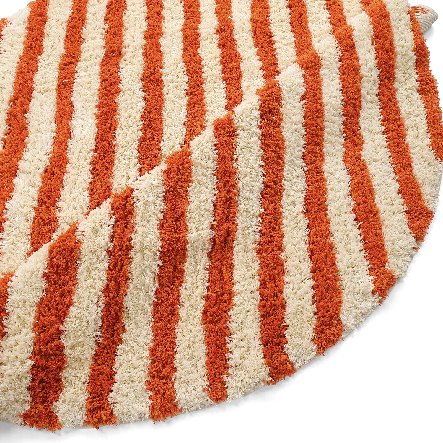 Kulatý koberec - Thira Stripe Cotton Shaggy (světle žlutá/světle oranžová)