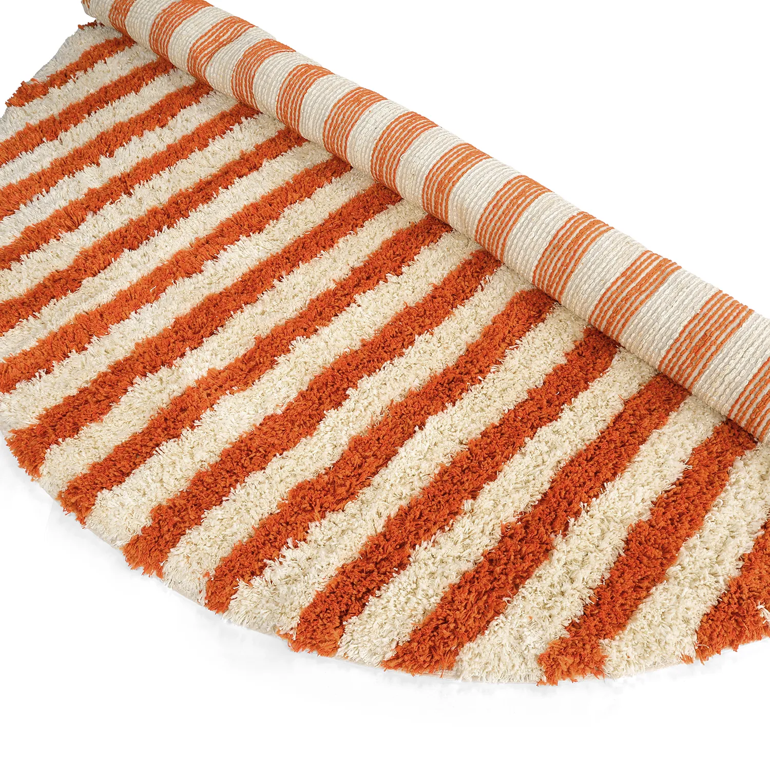 Kulatý koberec - Thira Stripe Cotton Shaggy (světle žlutá/světle oranžová)