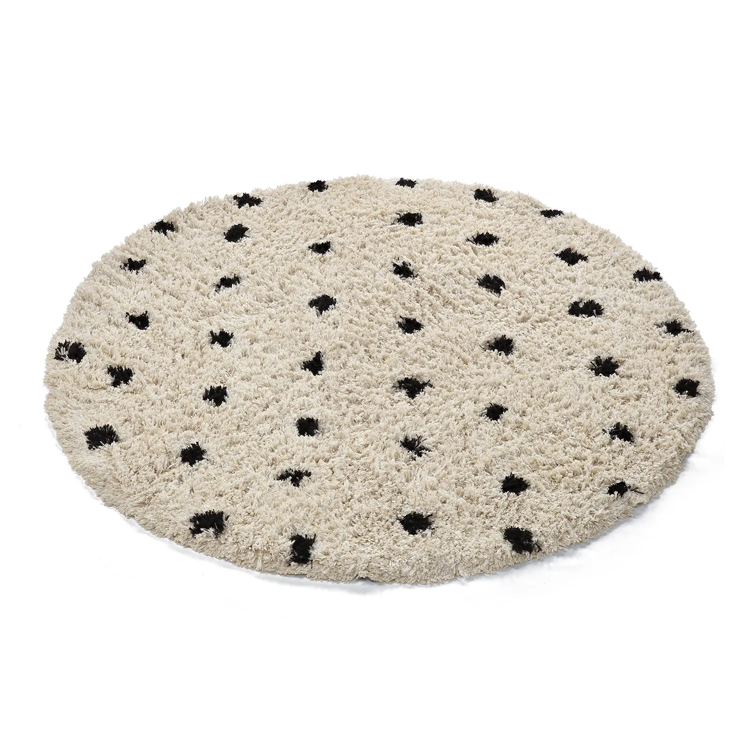 Kulatý koberec - Soria Natural Cotton Shaggy (lomená bílá/černá)