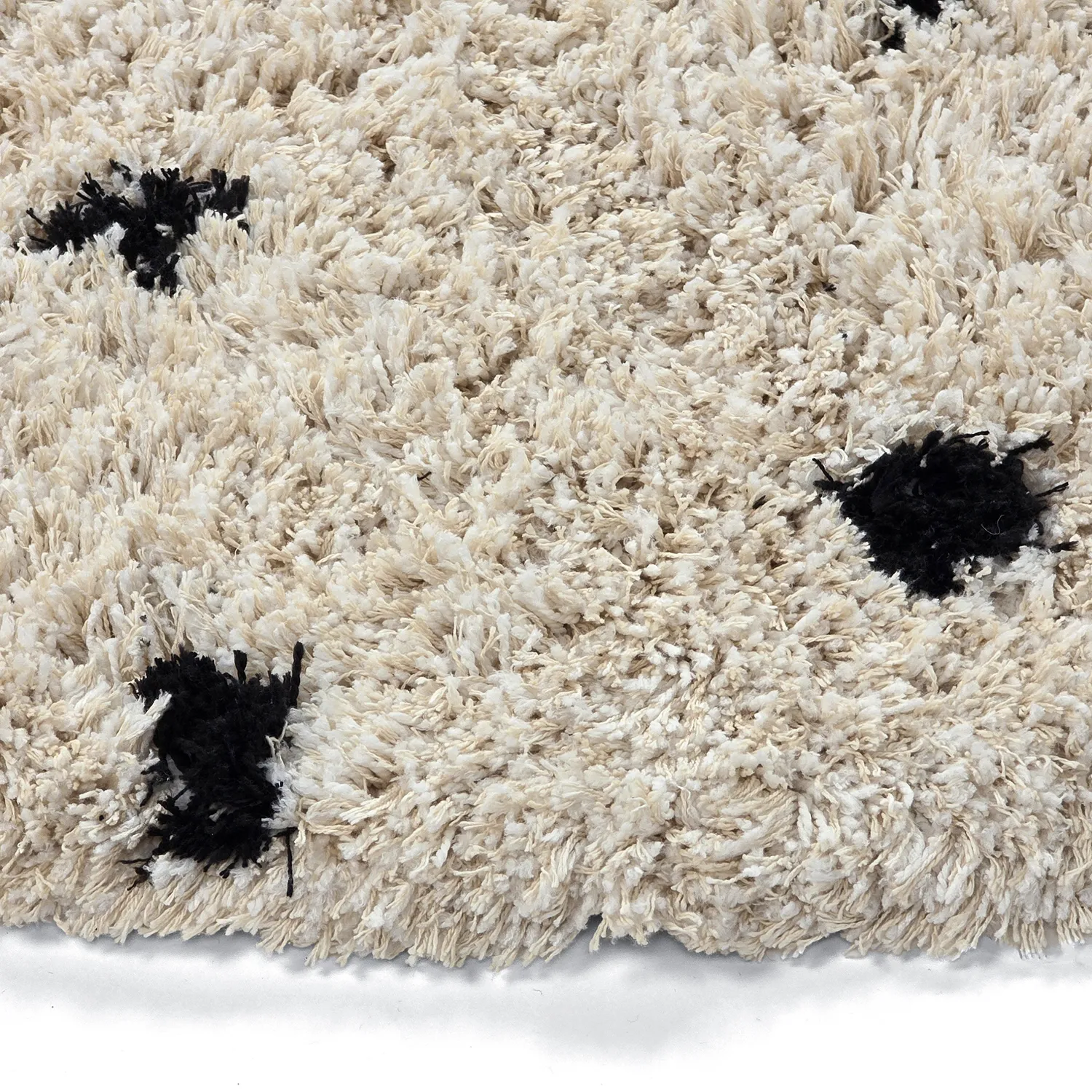 Kulatý koberec - Soria Natural Cotton Shaggy (lomená bílá/černá)