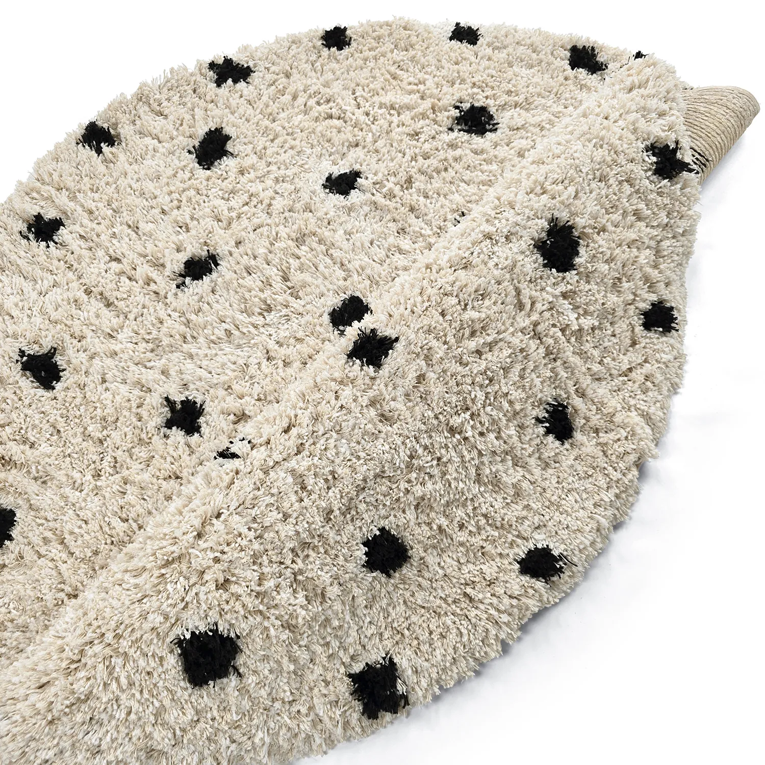 Kulatý koberec - Soria Natural Cotton Shaggy (lomená bílá/černá)