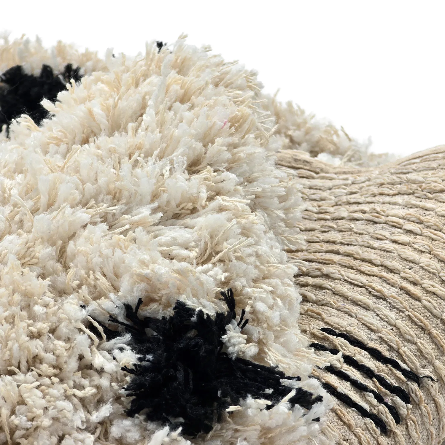 Kulatý koberec - Soria Natural Cotton Shaggy (lomená bílá/černá)