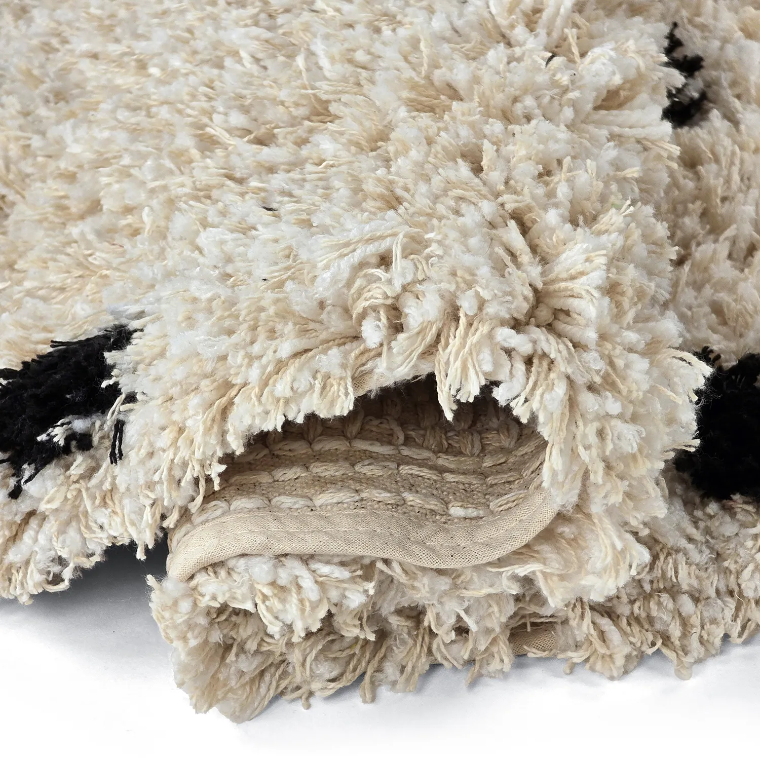 Kulatý koberec - Soria Natural Cotton Shaggy (lomená bílá/černá)