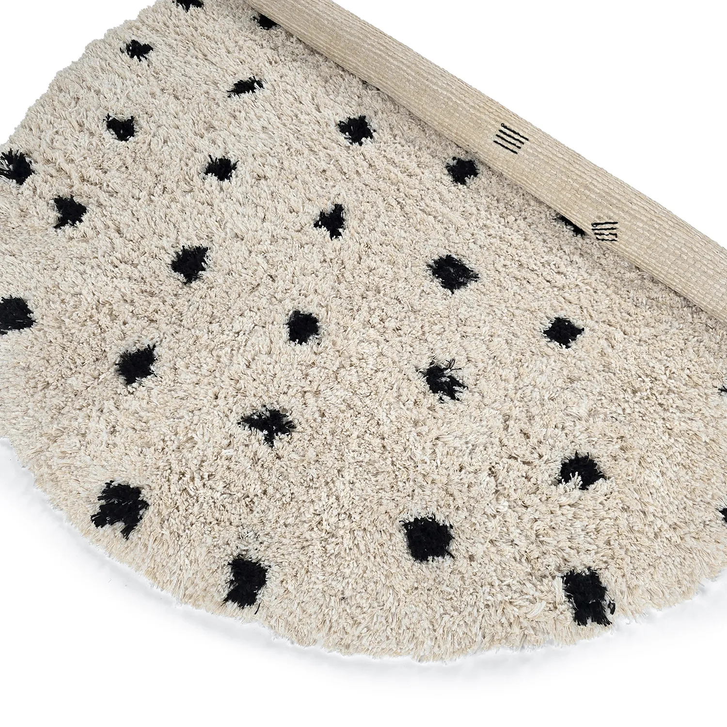 Kulatý koberec - Soria Natural Cotton Shaggy (lomená bílá/černá)