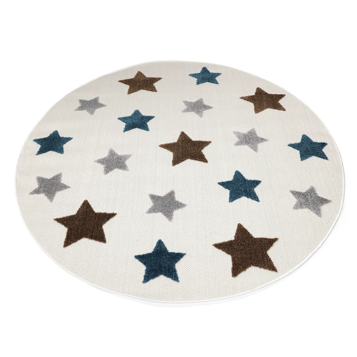 Kulatý dětský koberec - Stars (krémová/vícenásobná)