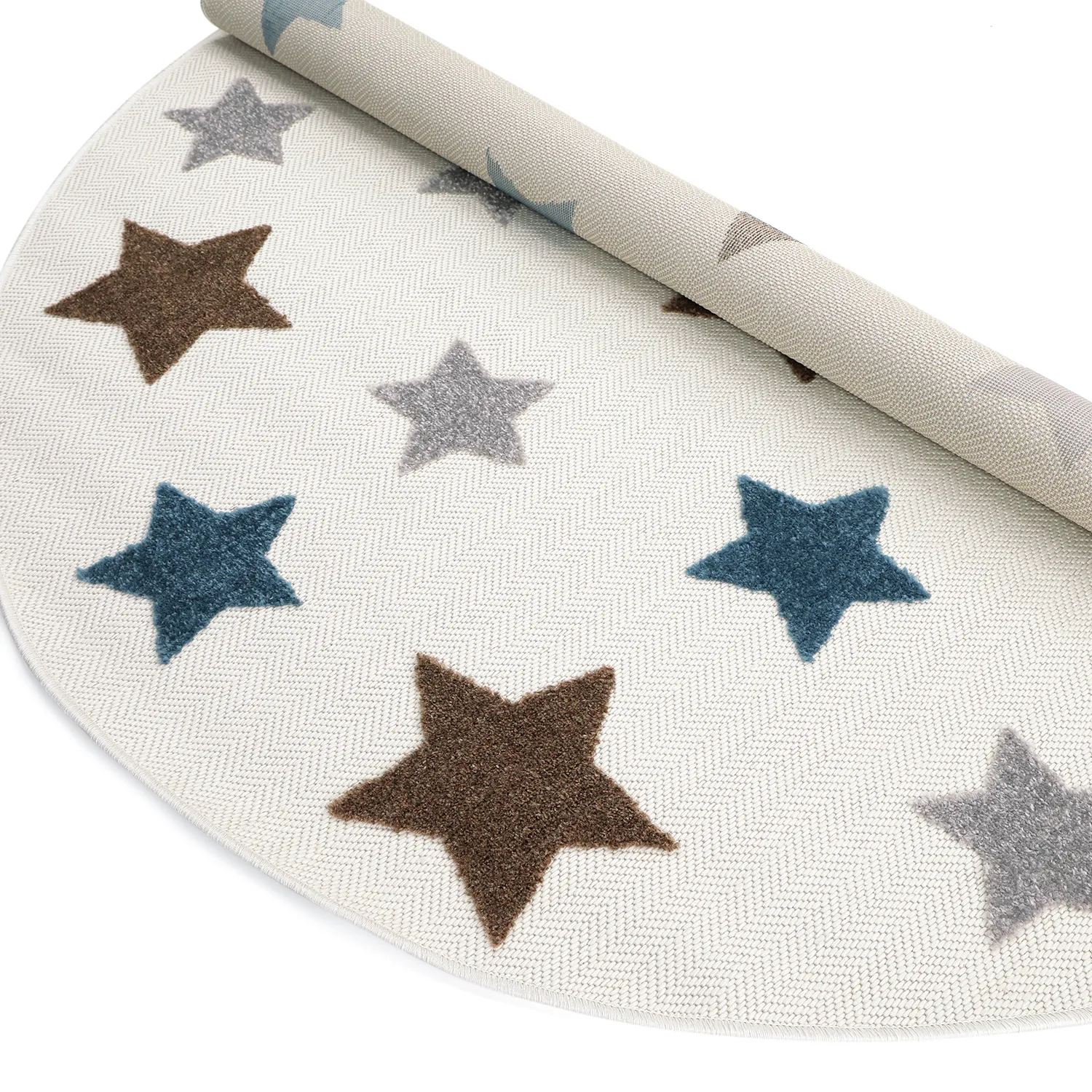 Kulatý dětský koberec - Stars (krémová/vícenásobná)