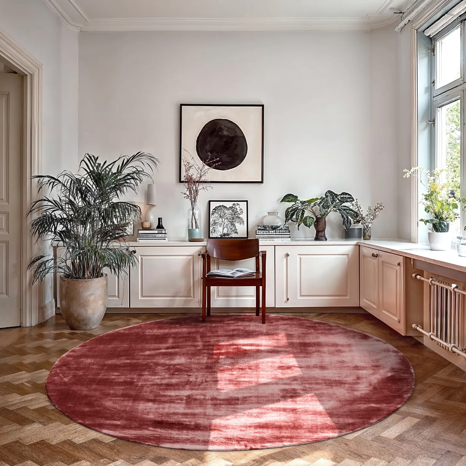Kulatý koberec - Jodhpur Special Luxury Edition (vínově červená)